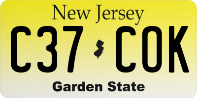 NJ license plate C37COK