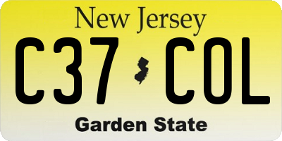 NJ license plate C37COL