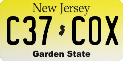 NJ license plate C37COX