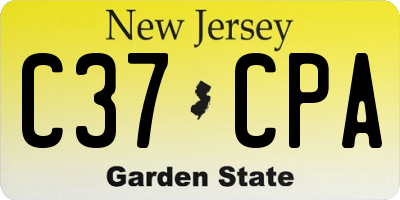 NJ license plate C37CPA