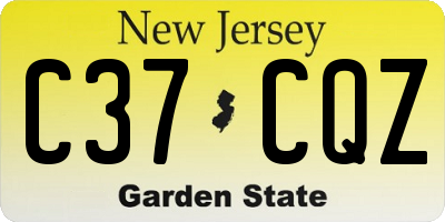 NJ license plate C37CQZ