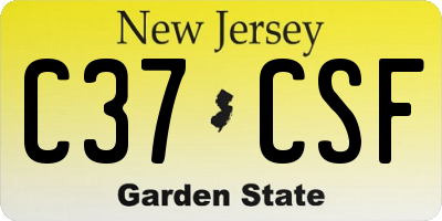 NJ license plate C37CSF
