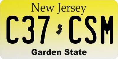 NJ license plate C37CSM