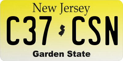 NJ license plate C37CSN