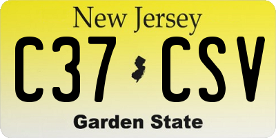 NJ license plate C37CSV