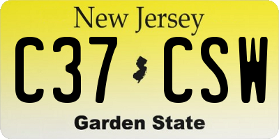 NJ license plate C37CSW