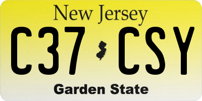 NJ license plate C37CSY