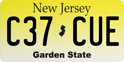 NJ license plate C37CUE