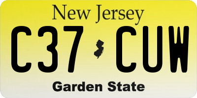 NJ license plate C37CUW