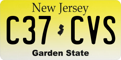 NJ license plate C37CVS