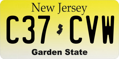 NJ license plate C37CVW
