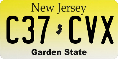 NJ license plate C37CVX