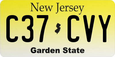 NJ license plate C37CVY