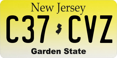 NJ license plate C37CVZ