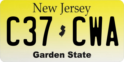 NJ license plate C37CWA