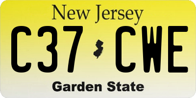 NJ license plate C37CWE