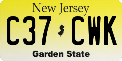 NJ license plate C37CWK