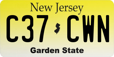 NJ license plate C37CWN