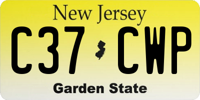 NJ license plate C37CWP