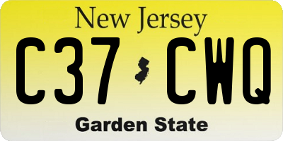 NJ license plate C37CWQ