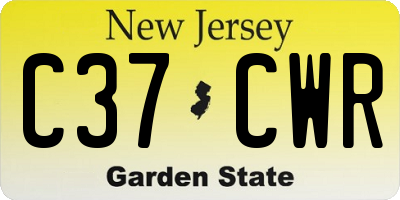 NJ license plate C37CWR