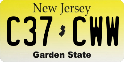 NJ license plate C37CWW