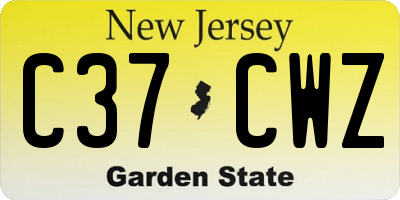 NJ license plate C37CWZ