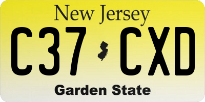 NJ license plate C37CXD
