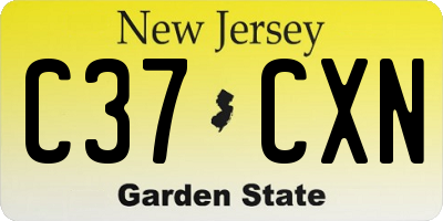 NJ license plate C37CXN