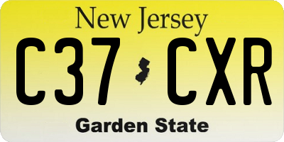 NJ license plate C37CXR