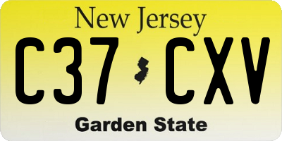 NJ license plate C37CXV