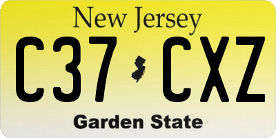 NJ license plate C37CXZ