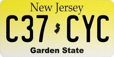 NJ license plate C37CYC