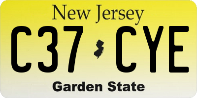 NJ license plate C37CYE