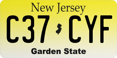 NJ license plate C37CYF