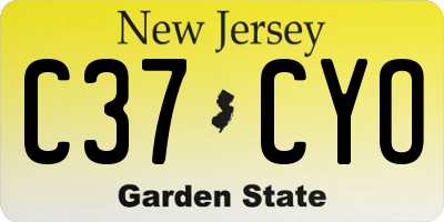 NJ license plate C37CYO