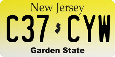 NJ license plate C37CYW