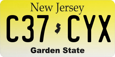 NJ license plate C37CYX