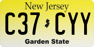 NJ license plate C37CYY