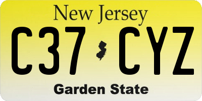NJ license plate C37CYZ