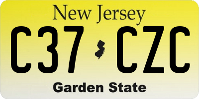 NJ license plate C37CZC