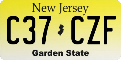 NJ license plate C37CZF