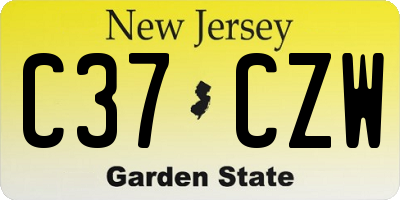 NJ license plate C37CZW