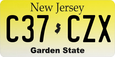 NJ license plate C37CZX