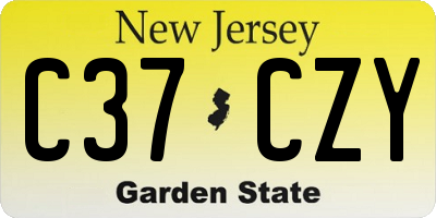 NJ license plate C37CZY