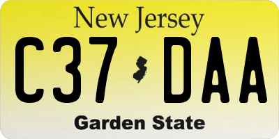 NJ license plate C37DAA