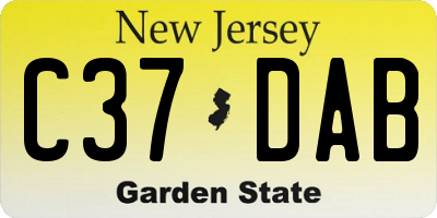 NJ license plate C37DAB