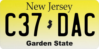NJ license plate C37DAC