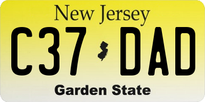 NJ license plate C37DAD