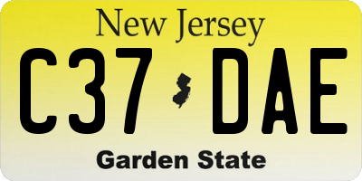 NJ license plate C37DAE